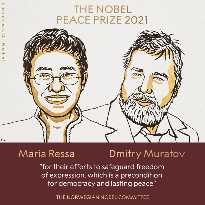 Նոբելյան խաղաղության մրցանակը շնորհվեց ռուսաստանցի և ֆիլիպինցի լրագրողներին
